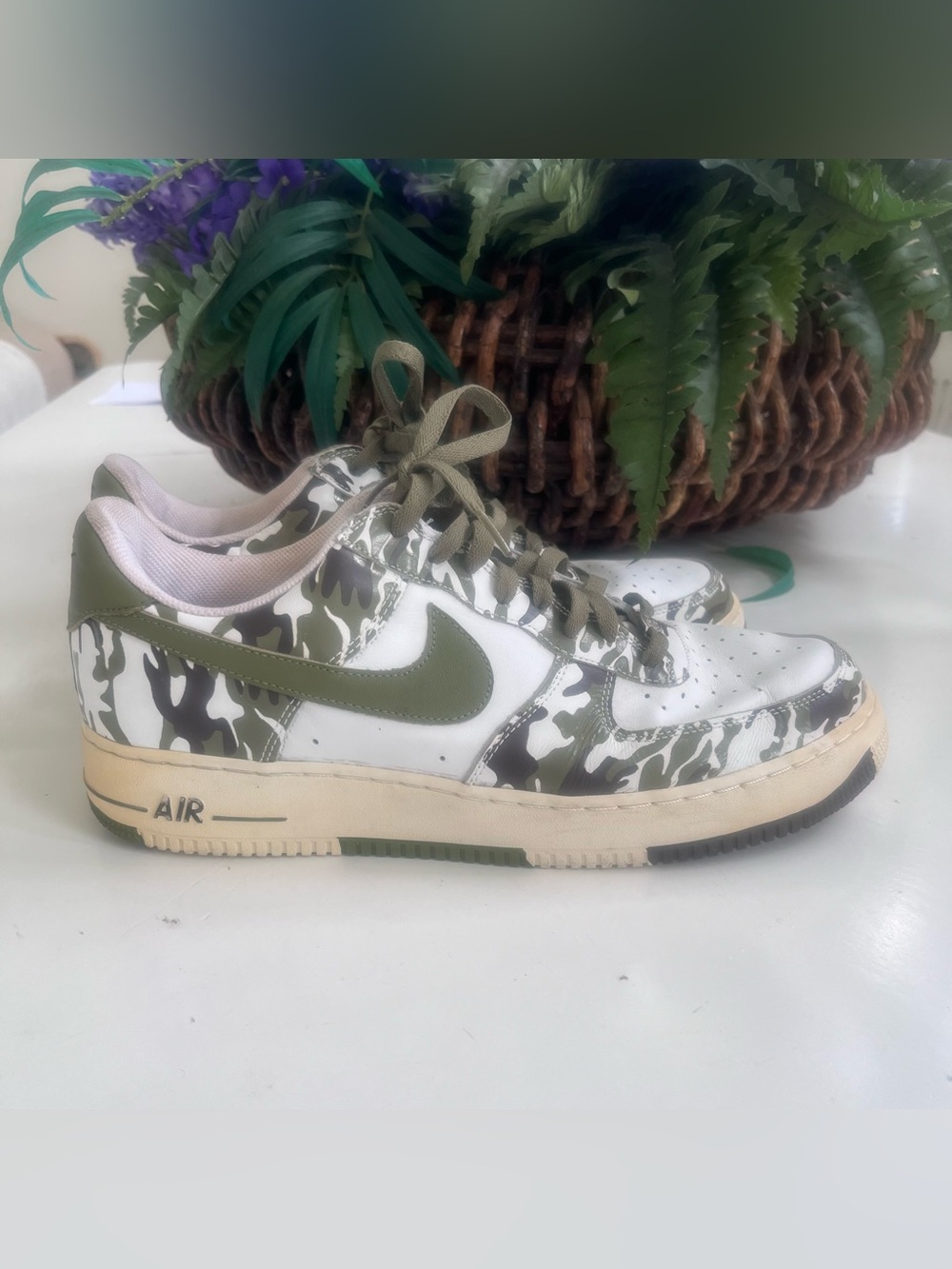 Nike AF1 2004 Low Sneaker Palm Green Camo White Green Mens Sz 13 306353–131